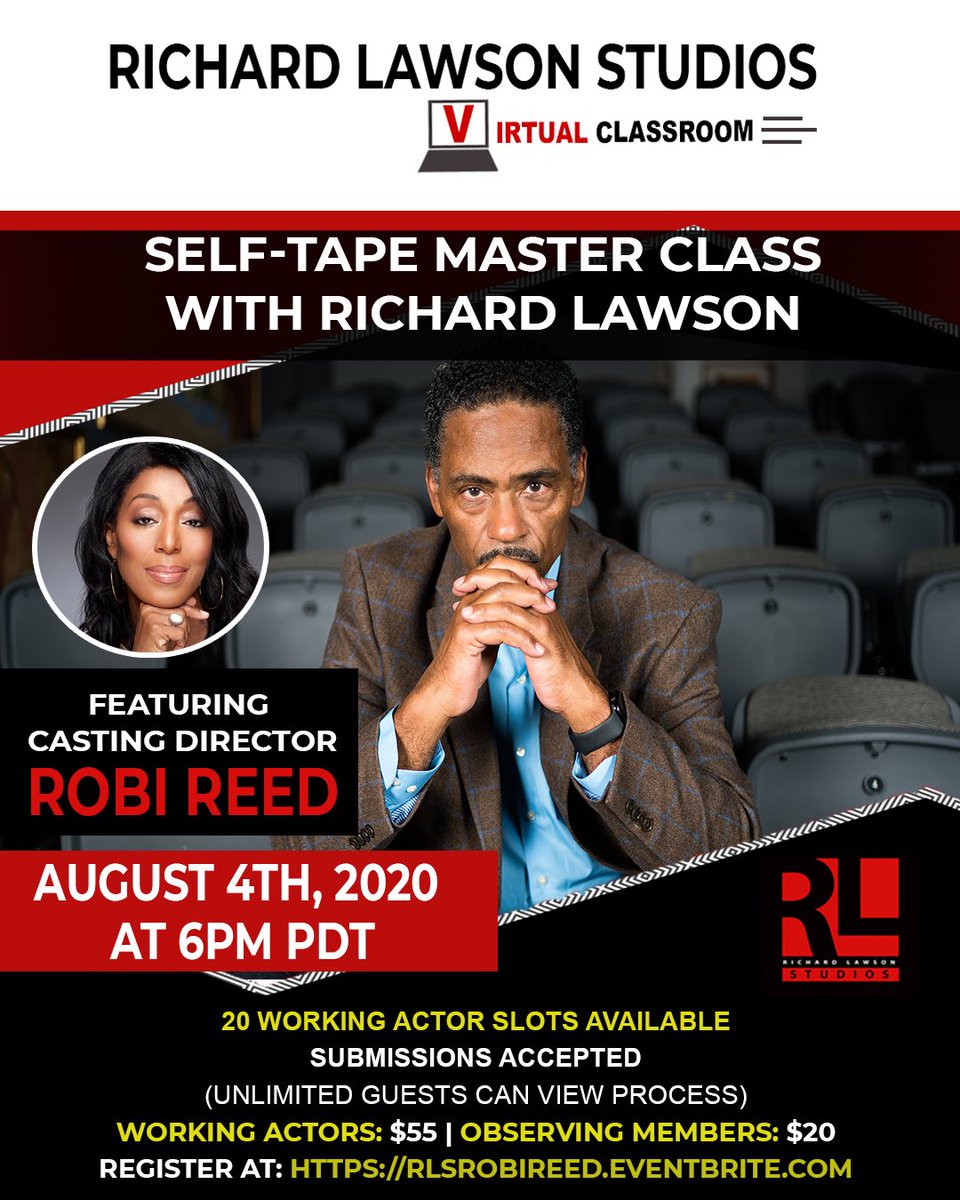 RL_Studios's tweet photo. ✨The #RLSMasterClass Series is LIVE!✨ We are thrilled to announce our first guest on Tuesday, August 4th is Casting Director, @iamrobireed! For more info and to sign up, visit https://t.co/icxmg4aE2Y
.
#actingclasses #actorslife #audition #actingschool #actingtips https://t.co/ZrxzWos9is