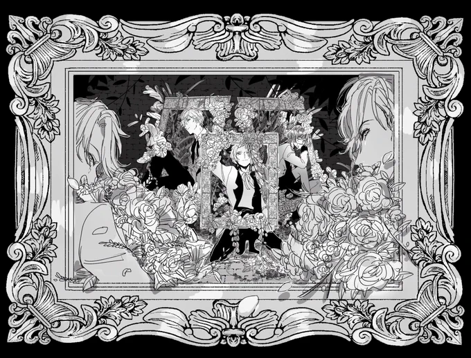 はじめからモノクロ絵だとお気に入りなのはこれ〜 快エブのフラワー美術館イベのときの 