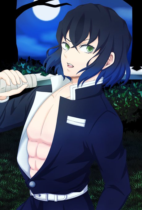 おいもさんがTwitterに投稿した嘴平伊之助(鬼滅の刃)のイラスト。