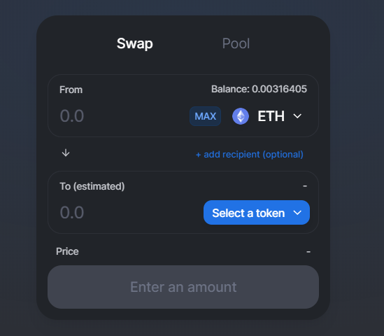 Now you're ready to swap. Enter as much  $ETH as you want or hit max. It'll give you a rough conversion. You can set up how much slippage you'll allow in the top right settings. Submit it, and confirm it (in MetaMask at least, not sure about others) and wait for the swap.