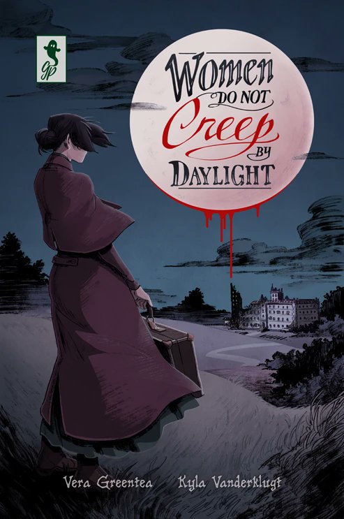 🦇This week, I read this delightfully dark, modern gothic one-shot comic "Women Do Not Creep by Daylight" created by <a href="/LadyGreentea/">Vera Greentea</a> &amp; <a href="/kylavan/">Kyla Vanderklugt</a>🕸️

A haunted castle, ghostly rumors, and a young woman determined to get to the bottom of it..