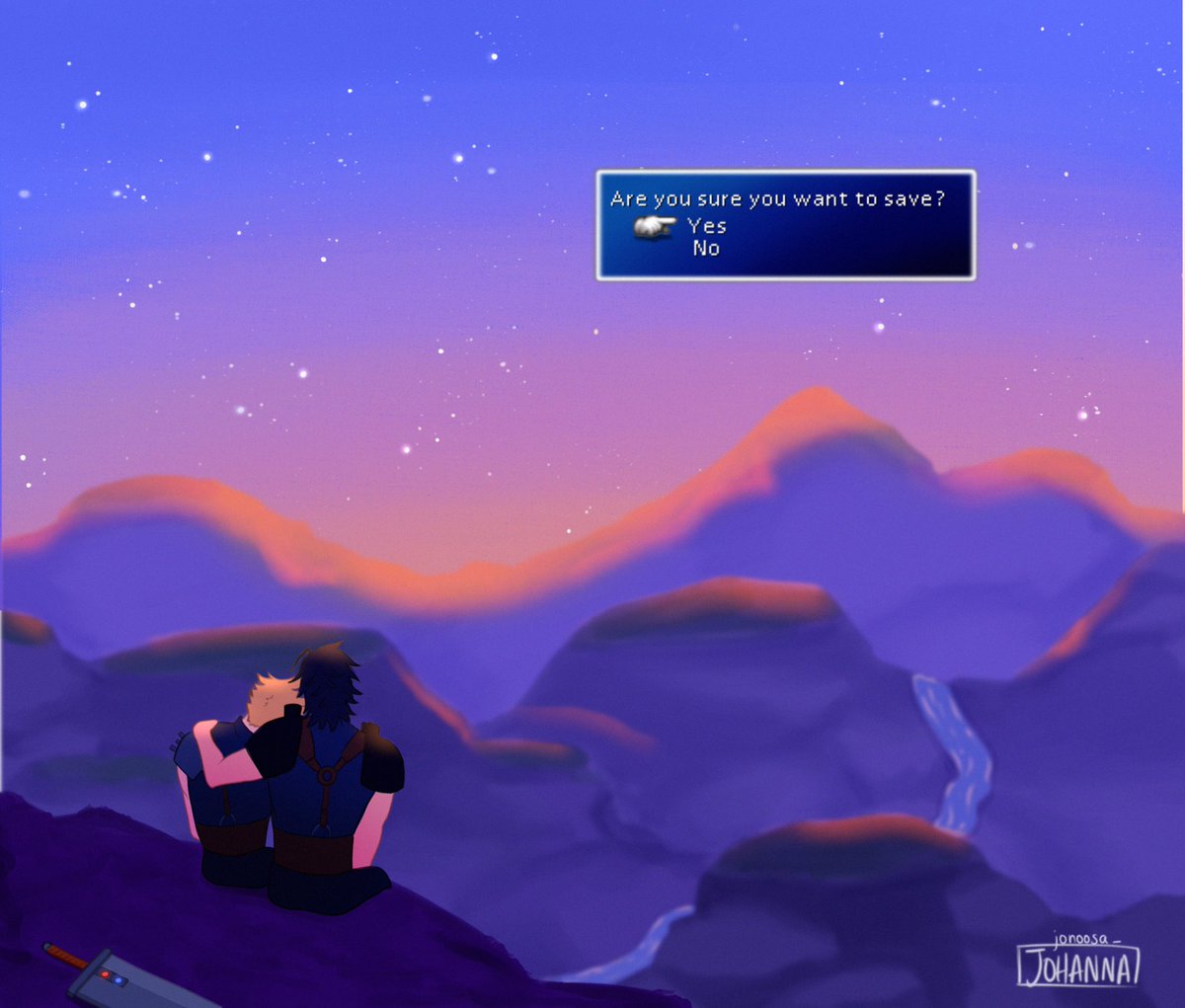jonoosa_'s tweet photo. Here’s my drawing for the third week of #sliceofclack 💜the theme was journey and I used the prompts sightseeing and rest stop (I don’t know how to make backgrounds but I wanted to put the text hehe) #socprint #zakkura #clack #FinalFantasyVII #FinalFantasyVIIRemake #FFVII https://t.co/yX9ihxMU7M