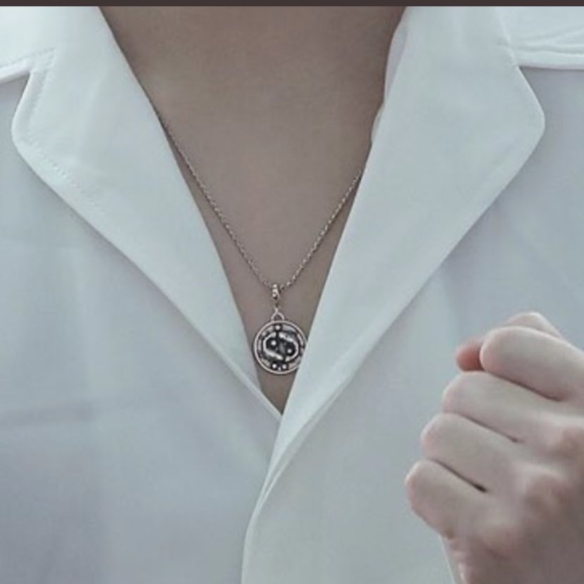 and finally let’s not forget his pisces necklace !!