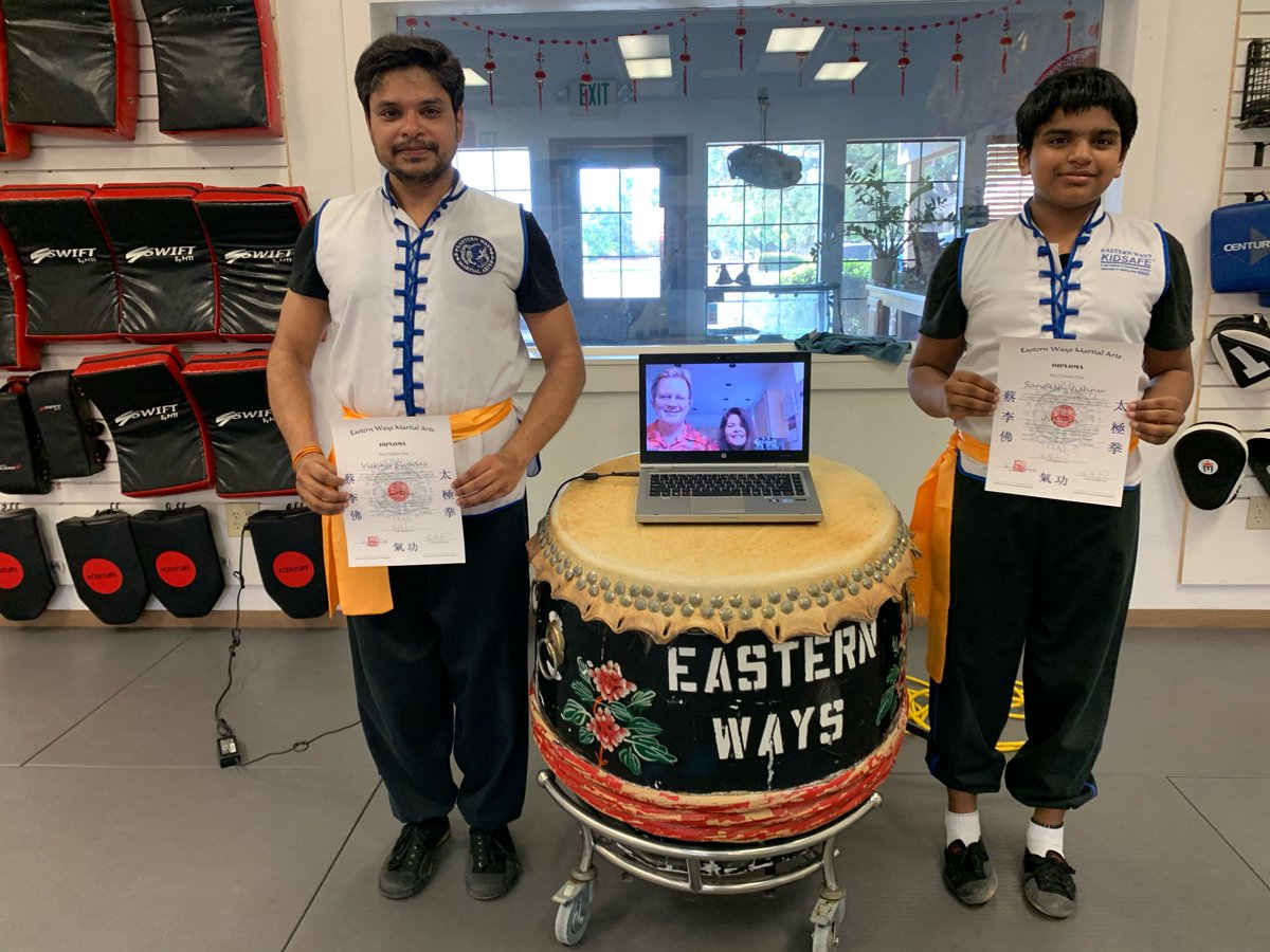 easternways's tweet photo. #Congratulations to the Sivadas/Vishnu Team on achieving Gold Sash in record time! The 1st ever test with Tai Sifu &amp; Tai Simo via Zoom! Adaptability is the mark of true martial artists! Well done! 💪

#EasternWays #MartialArts #KungFu #SelfDefense #Folsom #Gold #EWsashtest https://t.co/XBZbGFGW5k