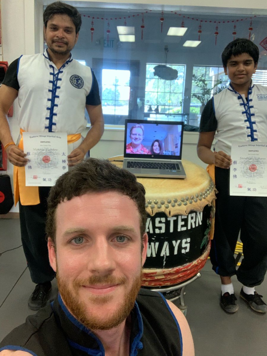 easternways's tweet photo. #Congratulations to the Sivadas/Vishnu Team on achieving Gold Sash in record time! The 1st ever test with Tai Sifu &amp; Tai Simo via Zoom! Adaptability is the mark of true martial artists! Well done! 💪

#EasternWays #MartialArts #KungFu #SelfDefense #Folsom #Gold #EWsashtest https://t.co/XBZbGFGW5k