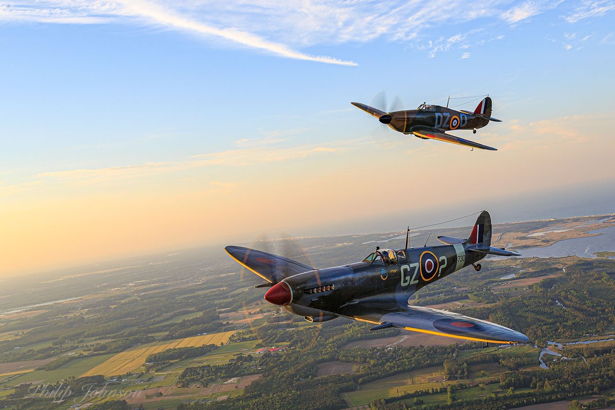 dartlrt's tweet photo. Here are two beautiful examples of British WWII aircraft.  A Supreme MK-1XE Spitfire and Hawker Hurricane from the collection at the Military Aviation Museum near Virginia Beach, VA.  Photo mission organized by Scott Slocum https://t.co/pDD3qDRBb7