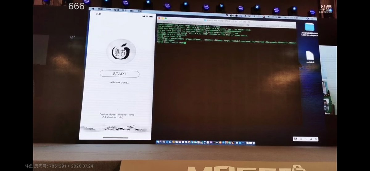 ZeeJailbreak's tweet photo. 🔥iOS 14 Jailbreak demo by Pangu Team 🔥
#iOS14 #Jailbreak #PanguTeam #MOSEC2020 https://t.co/Jb3uSQKfaF