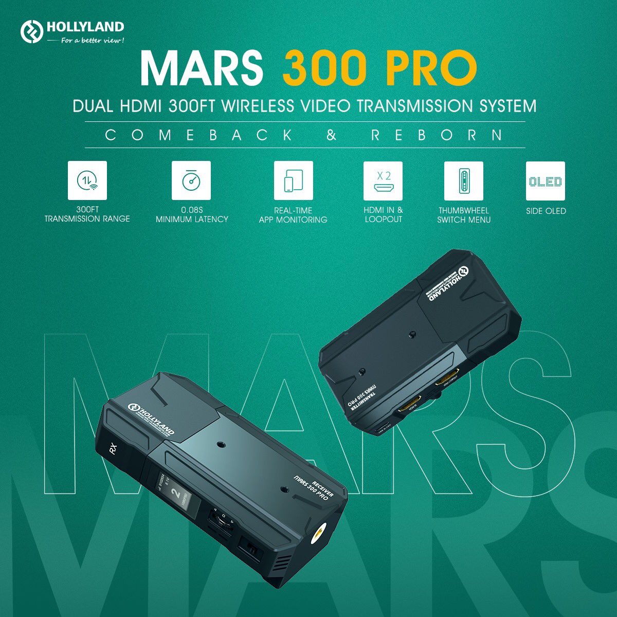 Hollyland_Tech's tweet photo. #ComebacknReborn #MARS300PRO

@Hollyland_Techh is super excited to announce MARS 300 PRO, the brand new Hollyland wireless video transmission system.

#hollylandtech #hollyview #forabetterview #wirelesstransmitter #cameragear #videomaking #newproduct #whywedowhatwedo https://t.co/dIGw7msWnr