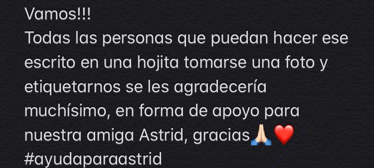 AyudaAstrid's tweet photo. Estamos tratando de hacer eco de todas las maneras posibles, nos queda aferraros a Dios y tratar desde acá de ayudar y hacer llegar el caso de nuestra amiga Astrid hasta donde se pueda. RT #AyudaParaAstrid https://t.co/KUzF1BDitl