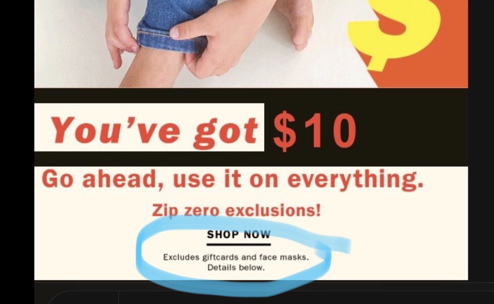 Shogi88's tweet photo. @OldNavy I guess “Zip zero exclusions” means “some exclusions” #FalseAdvertising https://t.co/53zeh4ANjz