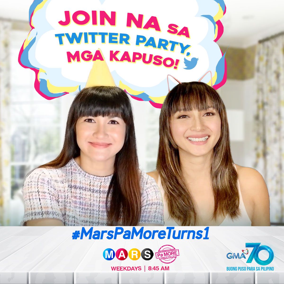 GMAMarsPaMore's tweet photo. Mga mars, maki-join na sa Twitter Party natin ngayong Lunes to celebrate our first year anniversary! Let's start tweeting at 8:00 am tomorrow, July 27 and use the hashtag #MarsPaMoreTurns1! https://t.co/k2yhS5hUew