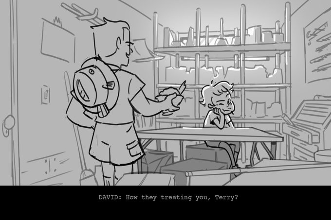 Looks like I'll be looking for work soon, so I'm finishin these boards I was making for @Jonezee99's class a while back. Here's a sneak peek; It's about a camp counselor trying to prove his best friend isn't a werewolf!

Check out Matt's ongoing classes, I learned a ton from him! 