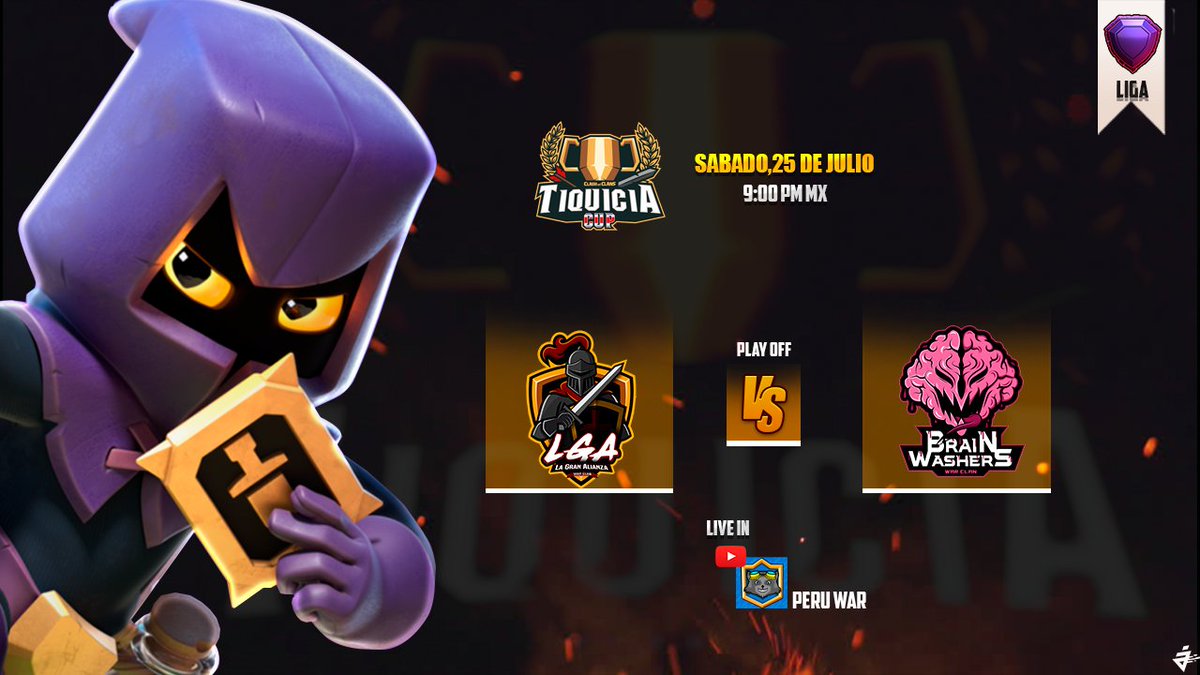 Para finalizar los 8tavos de final 🔥
Con este pedazo de guerra 🏆🇨🇷
<a href="/LaGranAlianzaC/">La Gran Alianza</a> 🆚 <a href="/Brain_Washers/">Brainwashers!</a> en directo por él canal del coyote 🐺 <a href="/PeruwarGames/">PeruWarGames</a> Sorteo de pase de oro 🎖