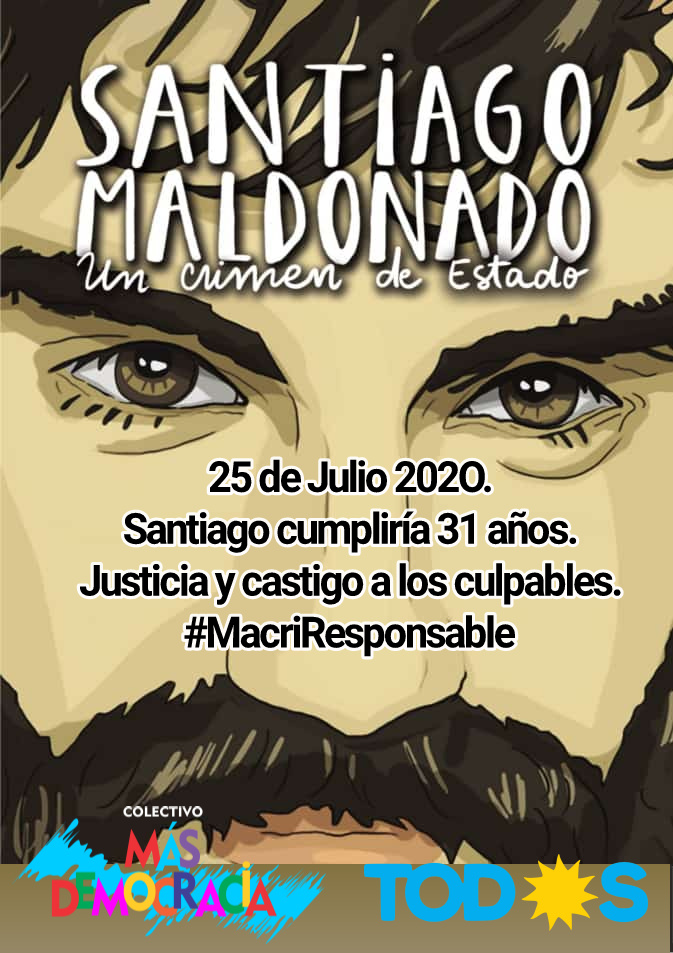 _masdemocracia's tweet photo. 25 de Julio 202O.
Santiago cumpliría 31 años.
Justicia y castigo a los culpables.
#MacriResponsable https://t.co/AWpRLpxF9j