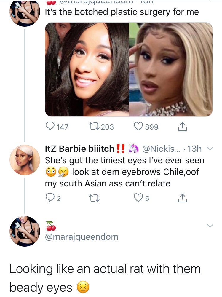 On Cardi’s looks. Body shaming her.