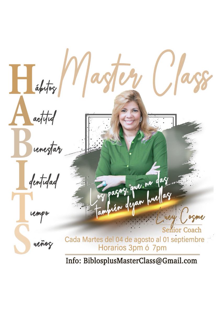 LucyCosme's tweet photo. ¿Por que no le das un giro a tu vida? Trabajando 7 áreas de transformación...

MasterClass HABITS 
𝐋𝐢𝐝𝐞𝐫𝐚𝐳𝐠ѻ &amp; 𝗖𝗼𝗮𝗰𝗵𝗶𝗻𝗴 𝖱𝖾𝗌𝗈𝗎𝗋𝖼𝖾𝗌
𝖱𝖾𝗀𝗂́𝗌𝗍𝗋𝖺𝗍𝖾 en 🌐
BiblosPlusMasterClass@Gmail.com
#LC𝖱𝖾𝗌𝗈𝗎𝗋𝖼𝖾𝗌 https://t.co/yMnU4waQPQ