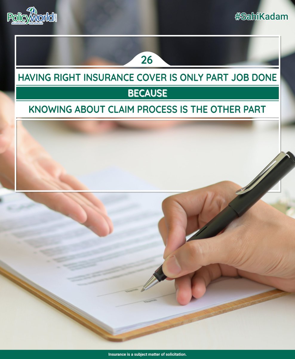 policyworld_ins's tweet photo. #26: HAVING RIGHT INSURANCE COVER IS ONLY PART JOB DONE BECAUSE KNOWING ABOUT CLAIM PROCESS IS THE OTHER PART

For More Details Login: https://t.co/rgAJte8S1Z

"POLICYWORLD", YOUR RELIABLE INSURANCE SOLUTION PARTNER #SahiKadam #policyworld #getinsured #insurance #rightinsurance https://t.co/derZpTknVr