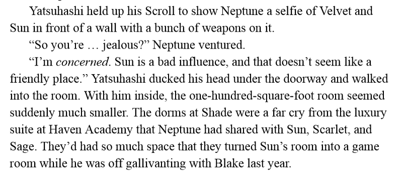 bananasandtuna's tweet photo. my favorite part of btd is them confirming that team sssn turned sun's room into a game room while he was off with blake in menagerie.

tags: #blacksun #sunwukong #rwby #teamsssn #sssn #neptunevasilias #rwbybeforethedawn #beforethedawn #yatsuhashidaichi #roosterteeth https://t.co/E7wXMKvBOF