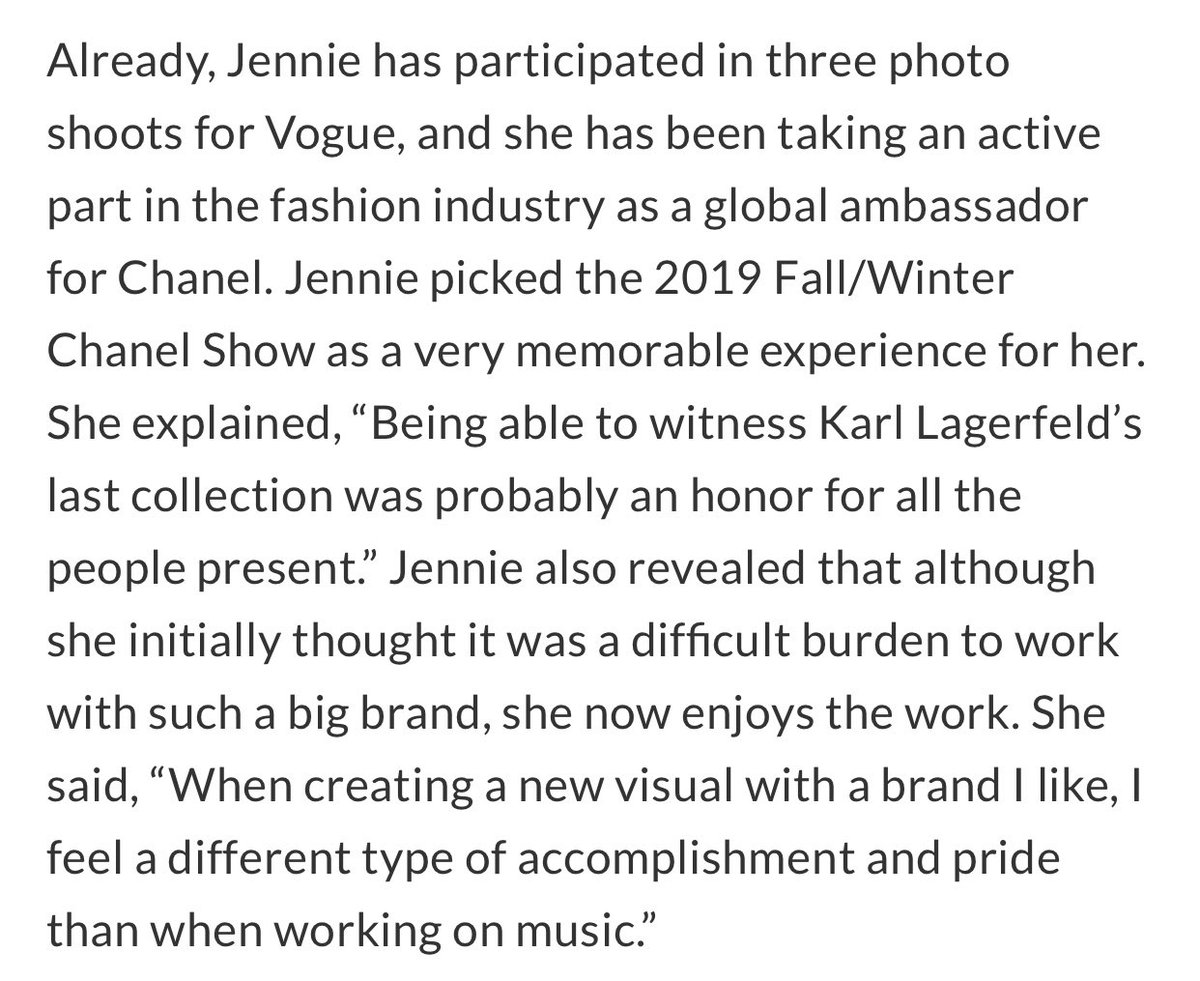 Jennie was called CHANEL Korea Ambassadors in 2018 before Chanel with ELLE announced her as the new house ambassador following Gdragon in 2019. VOGUE also called her Global Ambassadors so a citizens like you would get it.