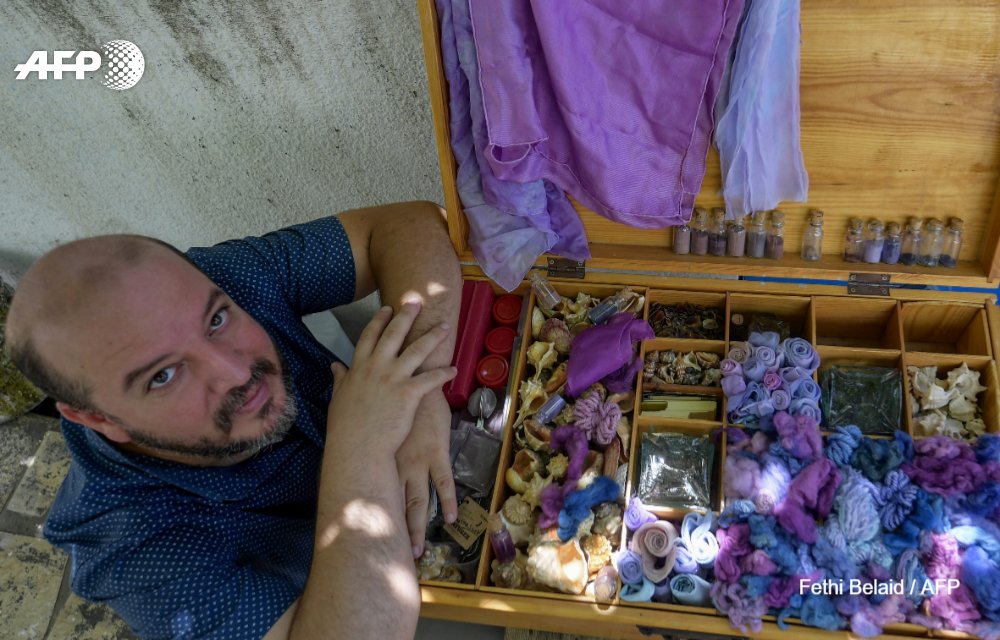AFP's tweet photo. A Tunisian man has pieced together bits of a local secret linked to ancient emperors: how to make a prized purple dye using the guts of a sea snail, a secret guarded so closely that it disappeared hundreds of years ago https://t.co/lQ630dmXSL https://t.co/oDcTAYVSTP