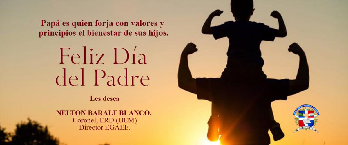 EGAEERD's tweet photo. [Día del Padre 👔🇩🇴]

Papá es quien forja con valores y principios el bienestar de sus hijos!

#Egaeerd
#díadelpadre https://t.co/xh7Swh5jUm