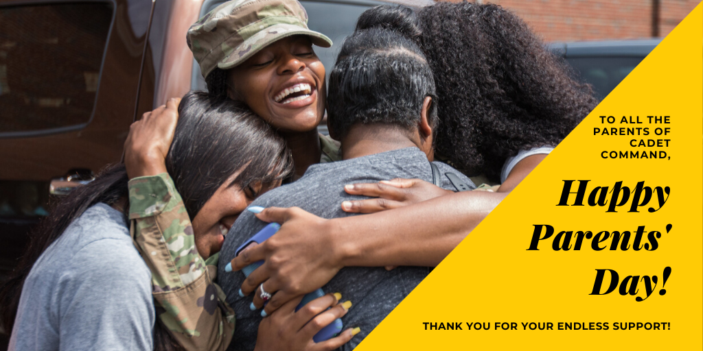 ArmyROTC's tweet photo. We're wishing a happy #ParentsDay to all the #ArmyROTC parents who continually support, uplift and inspire our Cadets to do better and to want to change the world 🤗 And to all of our Cadets, cadre, civilians and #ArmyROTCAlumni who are also parents - this day is for you! https://t.co/xepDIJ2g7r