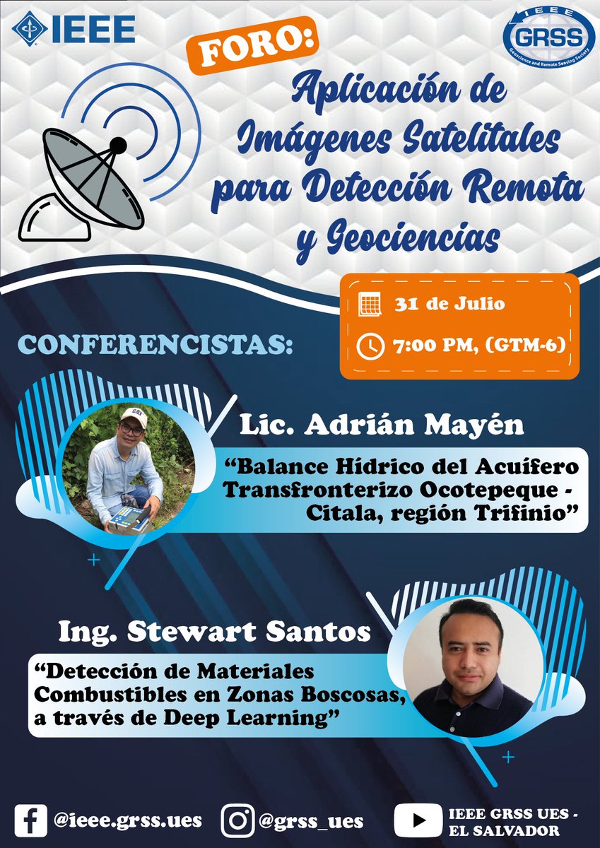 MichelleCr7's tweet photo. ¿Te interesa la rama de geosciencia o la Detección Remota?
¡Qué esperas en participar!

Totalmente gratuito y puedes hacer tus preguntas totalmente en vivo.

Enlace para suscribirse o visita nuestras redes sociales
https://t.co/PJSPke3TRK https://t.co/pavPOYTrKr