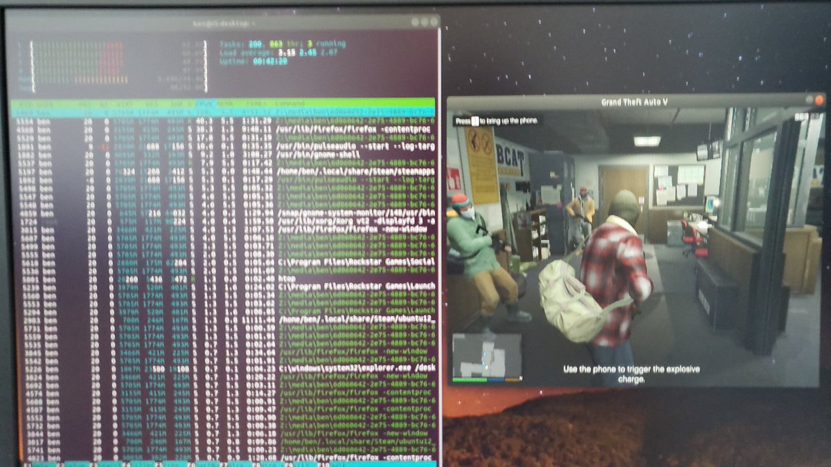 yanpanlau's tweet photo. Finally managed to get GTA V running on linux! Thanks to steam linux teams! Finally can totally remove MS windows https://t.co/daziXz5z8U