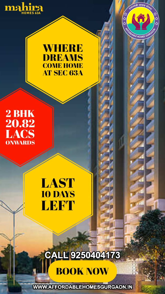 HudaGurgaon's tweet photo. Hurry up Guys 10 days left
Mahira homes 63a , sector 63a, 2 BHK Sector 63a in gurugram at the starting price of only 20.80 lakhs.

For more Details https://t.co/ofovEXamwu | Call 9250404173

#MahiraHomes #MahiraHomes63A #MahiraHomes63AGurgaon #Sector63a #Gurugram #affordablehomes https://t.co/FmIDn6TzX6
