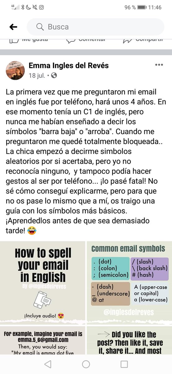inglesdelrev's tweet photo. Y este es mi Facebook, donde subo los mismos posts que en Instagram y resuelvo las dudas que me planteais 😊 tengo tanto cuenta de Facebook (Emma Inglés del Revés) como página de Facebook (Inglés del Revés) https://t.co/09pUmFTOx4