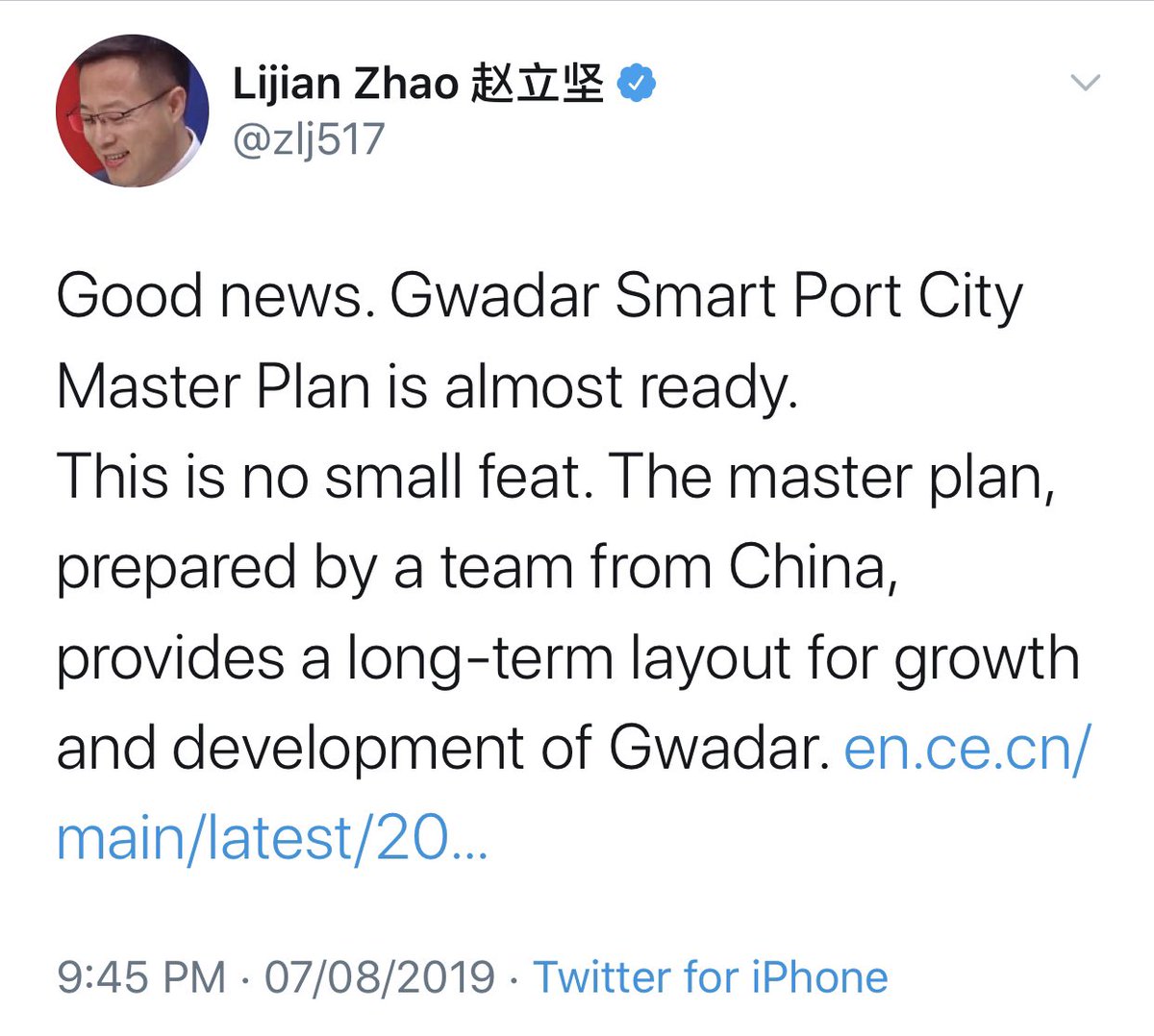 Aug 2018, The Then Chinese Ambassador H.E. @zlj517 announced Master Plan was almost ready for approval