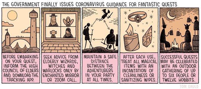 `The government finally issues coronavirus guidance for fantastic quests' (for yesterday's @guardianreview) 