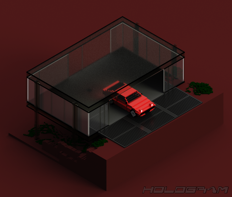 GameHologram's tweet photo. Minimalist glass and steel garage concept #isometric #gameart #voxel #voxelart #magicavoxel https://t.co/ouPKrh58t6