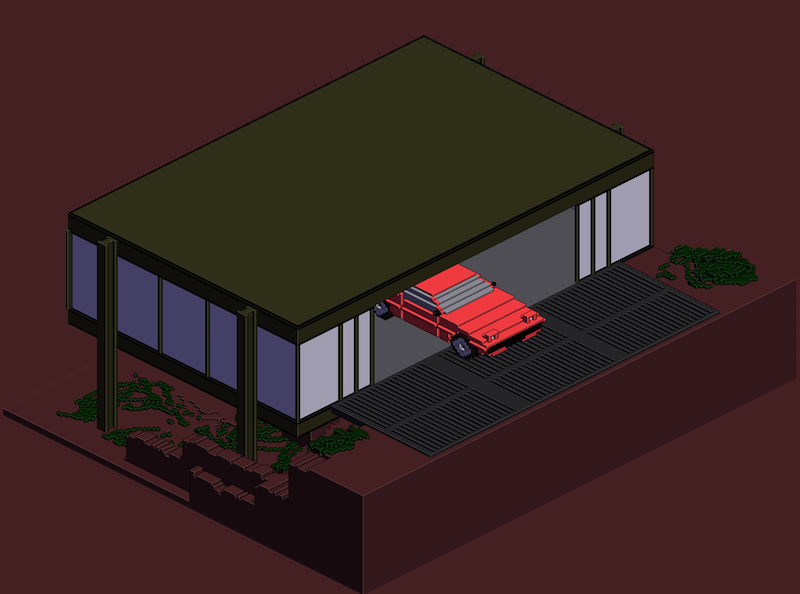 GameHologram's tweet photo. Minimalist glass and steel garage concept #isometric #gameart #voxel #voxelart #magicavoxel https://t.co/ouPKrh58t6