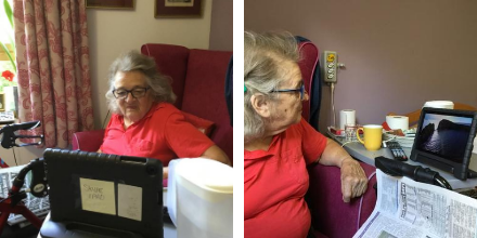 RusthallLodgeCH's tweet photo. Here's another of our residents using @dementia_IM. She watched a nature video &amp; a video of her home town in Wales. 😊 #InteractiveMe has been invaluable in helping us to support our residents' #wellbeing 🔗 https://t.co/i4Yzas7CEB.

#CareHome #TunbridgeWells https://t.co/85nkUgfljx