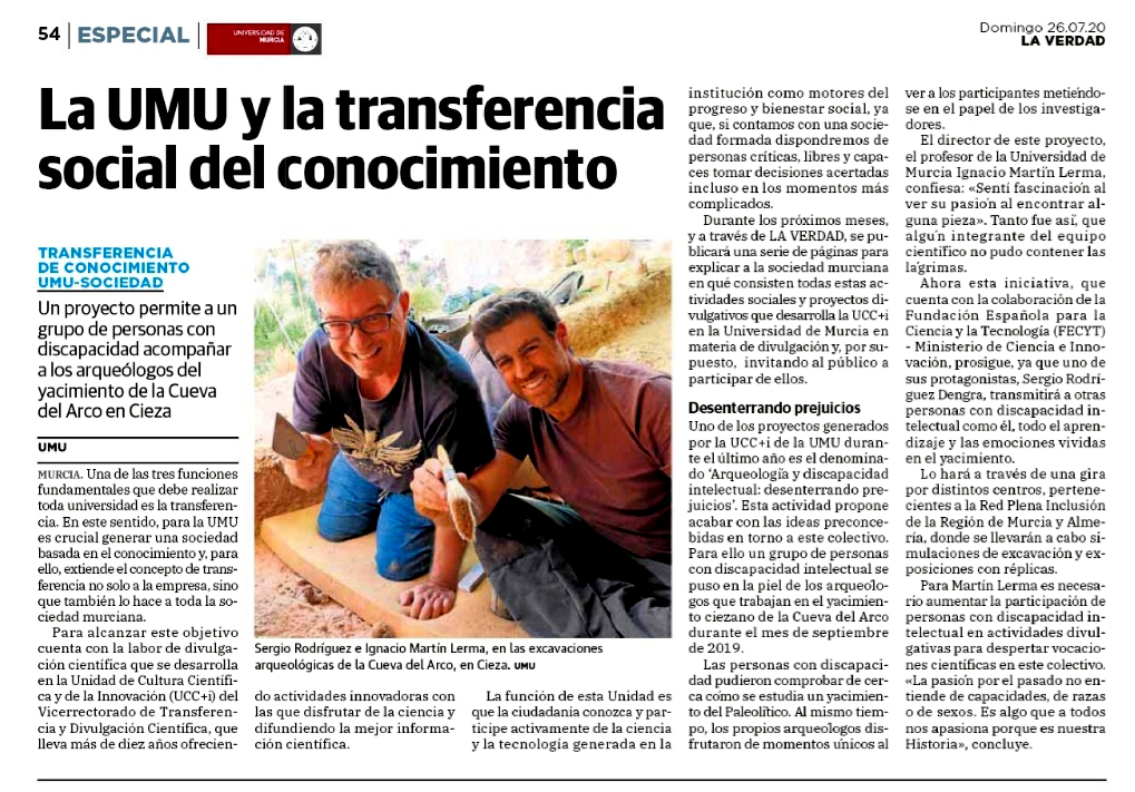 I_MartinLerma's tweet photo. En @laverdad_es el proyecto #DesenterrandoPrejuicios para conseguir que la Arqueología sea una diciplina más inclusiva. Gracias al Vicerrectorado de Transferencia y Divulgación Científica de @UMU, @UMUdivulga, @FECYT_Ciencia y, en especial, a @ScientiaJMLN.

¡Por un mundo mejor! https://t.co/DuNBcIzFkg