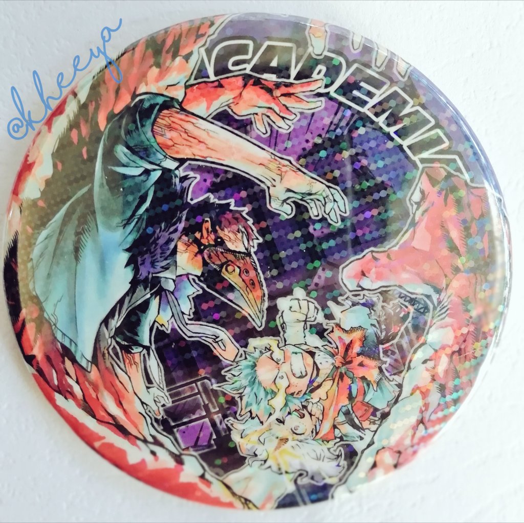 kheeya's tweet photo. Overhaul vs. Deku &amp; Eri holographic pin button dia. 75mm https://t.co/ibchxRr7Bb
