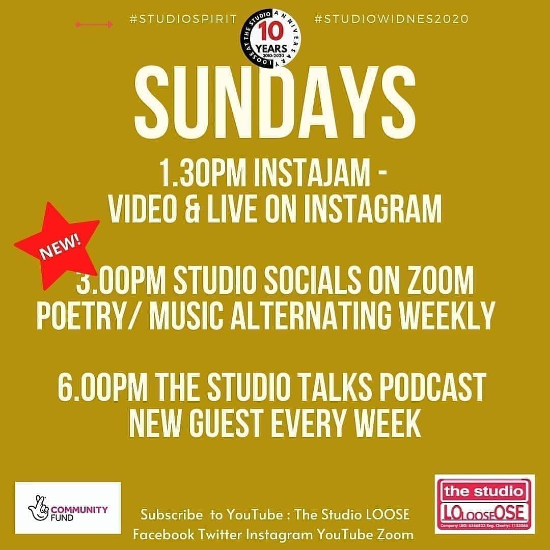 TheStudioWidnes's tweet photo. It's Sunday! We have an Instajam today with @jpbostock69 1.30pm and live check in at 2pm.
Sunday Social today is Community Catch Up with quiz! 3pm on zoom. Email for code info@thestudiowidnes.org.uk
And then another a #thestudiotalks podcast
#studiospirit @TNLComFund https://t.co/o80u7ewWiZ