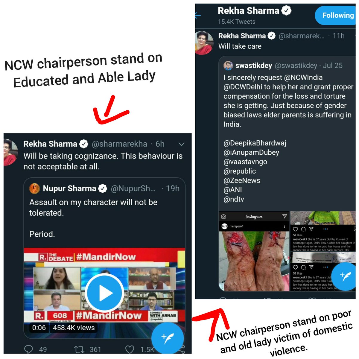 <a href="/sharmarekha/">Rekha Sharma</a> <a href="/NCWIndia/">NCW</a> <a href="/MinistryWCD/">Ministry of WCD</a> <a href="/PMOIndia/">PMO India</a> <a href="/rashtrapatibhvn/">President of India</a> <a href="/India_NHRC/">NHRC India</a> <a href="/UN_Women/">UN Women</a> <a href="/Winnie_Byanyima/">Winnie Byanyima</a> <a href="/unwomenindia/">UN Women India</a> <a href="/akshaykumar/">Akshay Kumar</a> <a href="/anandmahindra/">anand mahindra</a> @uppcopak <a href="/MyNation_net/">MyNation Foundation</a> <a href="/Mynation_BH/">MyNation BIHAR Official</a> <a href="/BakshiMahima/">Dr Mahima Bakshi</a> <a href="/smritiirani/">Smriti Z Irani</a> <a href="/rsprasad/">Ravi Shankar Prasad</a> <a href="/AmitShahOffice/">Office of Amit Shah</a> <a href="/OfficeOfRSP/">RSPrasad Office</a> <a href="/ani_digital/">ANI Digital</a> <a href="/RajatSharmaLive/">Rajat Sharma</a>