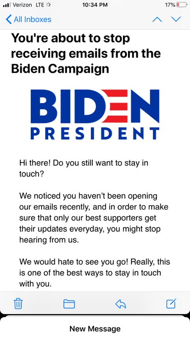 Wow. @JoeBiden this is not how you’re going to get me to open my email... and way to be a dillhole- @BernieSanders