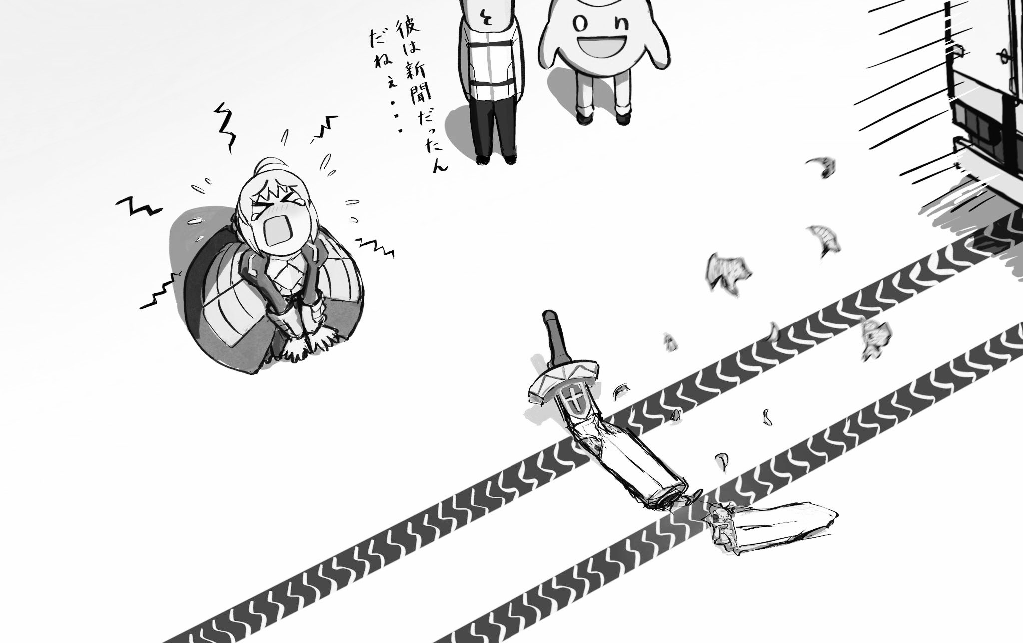 Mafty 新橋駅前にイラスト掲載中 絵をモノクロにするとかっこいい 自分の場合 ただただ悲しさが増す