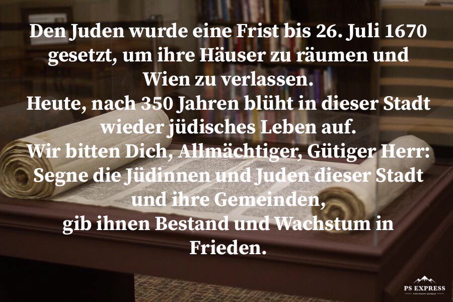 KardinalWien's tweet photo. Die Ereignisse vor 350 Jahren können wir nicht ungeschehen machen, aber wir können sie zum Anlass nehmen, unsere Freude und Dankbarkeit darüber auszudrücken, dass es nach der Katastrophe der Shoah wieder jüdische Gemeinden und ein vielfältiges jüdisches Leben in Wien gibt. https://t.co/QfAPzuz6sV