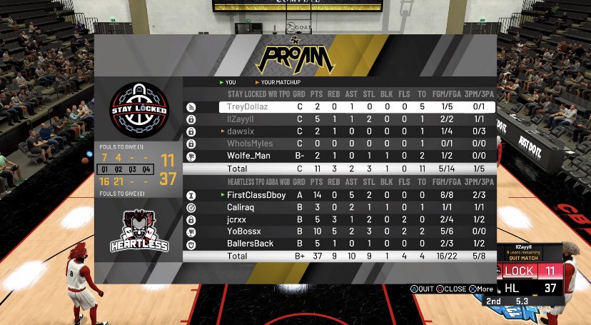 GGs to @StayLockedx in The Final 4 of  @WRproamleague playoffs as we 3-1 them and advance to the Finals. 

PG: <a href="/Love_Vertt/">乔恩🥷🗡💕</a> 
SG: @CALlRAQ 
SF: @jcrxx_ 
PF: <a href="/BallersBackx/">Nel</a> 
C: <a href="/YoBossx/">Boss💫</a> 

<a href="/TexasStarrr_/">Jay Epps</a> @youFamousEnough @RankEm_ <a href="/sawcfree/">kenn</a>