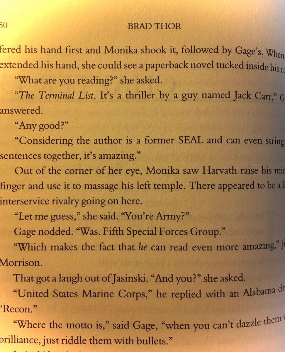 Man_Who_Reads's tweet image. Finished reading THE TERMINAL LIST by @JackCarrUSA and currently reading SPYMASTER by @BradThor (whilst I wait for NEAR DARK to arrive) and then this happens. Nice touch.😉 Writers are such a collective community.👍 #BradThor #ScotHarvath @TheRealBookSpy @AtriaMysteryBus