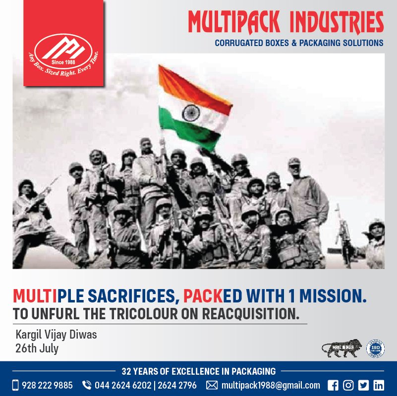 multipackind's tweet photo. They moved in for a fight, we boxed them out.
#multipackindustries #multipack #cartonbox #corrugated #corrugatedroll #packaging #corrugatedbox #kargil #ladakh #india #indianarmy #incredibleindia #kargilwar #jaihind #vandematram #bharat #kargilvijaydiwas #indianairforce https://t.co/WaSINgL2YH