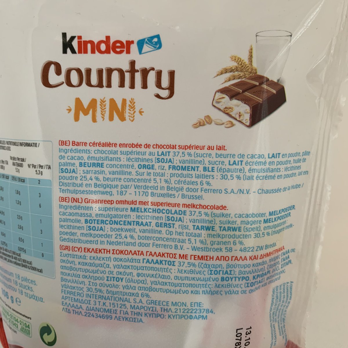 Kinder country mini t20 sachet de 20 pieces - 106 g