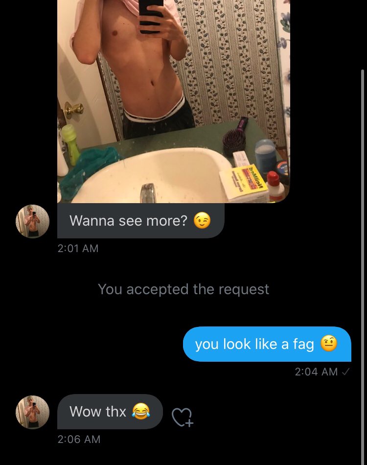 izcvt's tweet photo. I hate faggots so much I hope they all burn like they used to. They should have all their rights taken away. They are gross and I don’t want to see them walking around like they’re normal. They Are NOT. I hope you got to hell FAGGOT! https://t.co/SYzaP1SWv0