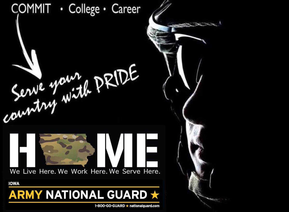 Contact your local Iowa National Guard Recruiter to learn how you can serve your Community, State and Country in the Army National Guard! 🇺🇸🦅🗽
We Live Here, Work Here and Serve Here
#nationalguard #serviceofchoice #citizensoldier #makeadifference
#goguardiowa #iowanationalguard