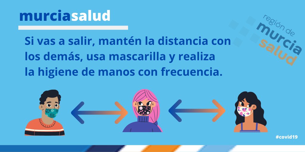 Murciasalud's tweet photo. #Buenosdías

Si vas a salir, mantén la distancia con los demás, usa mascarilla y realiza la higiene de manos con frecuencia

#MurciaSalud #coronavirus #COVID https://t.co/QyyikKTYAa