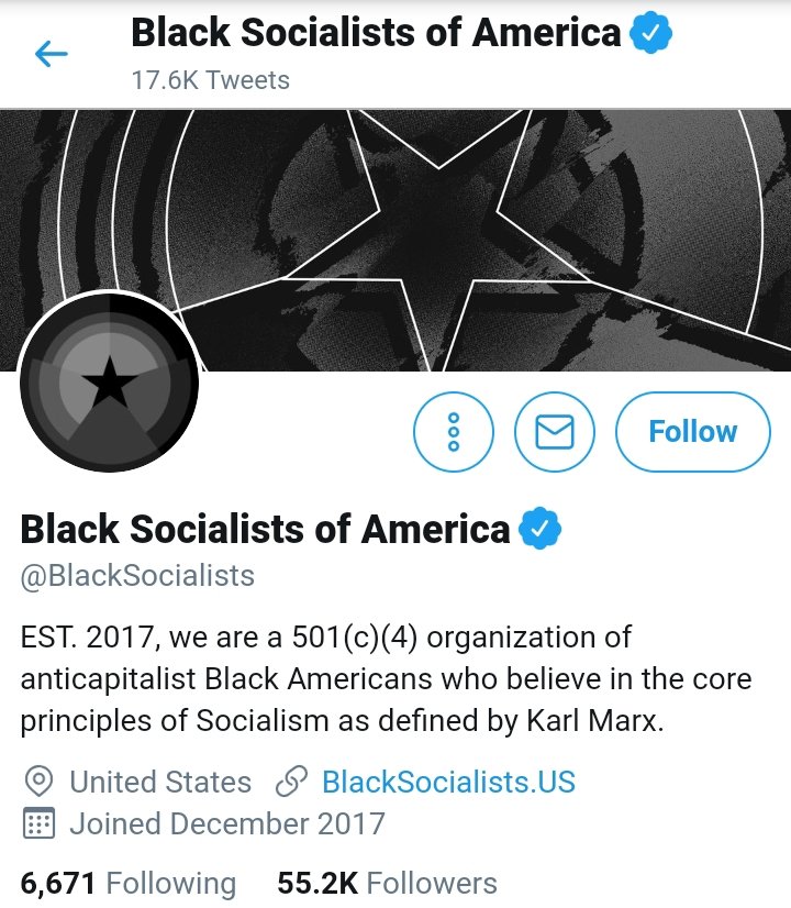 #8Black Socialists Of AmericaOffending Tweet https://twitter.com/BlackSocialists/status/1120860940453535749?s=20Grievance https://twitter.com/AdosGrievances/status/1120920464459796480?s=20